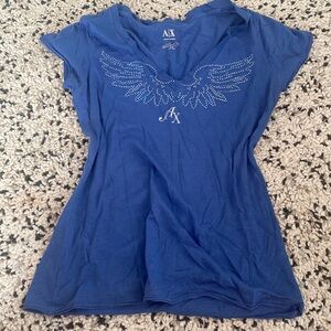 Vintage Armani Exchange bedazzled v neck shirt!